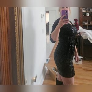 Theory Abree Black Sequin Dress. Sz 6